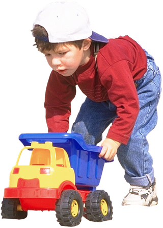 boy playing with truck uid